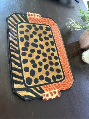 Animal Print Decorative Serving Tray - Brown/Black